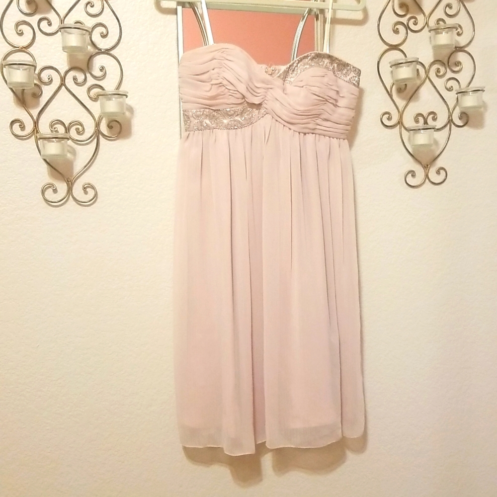 Blush Beaded Strapless Dress